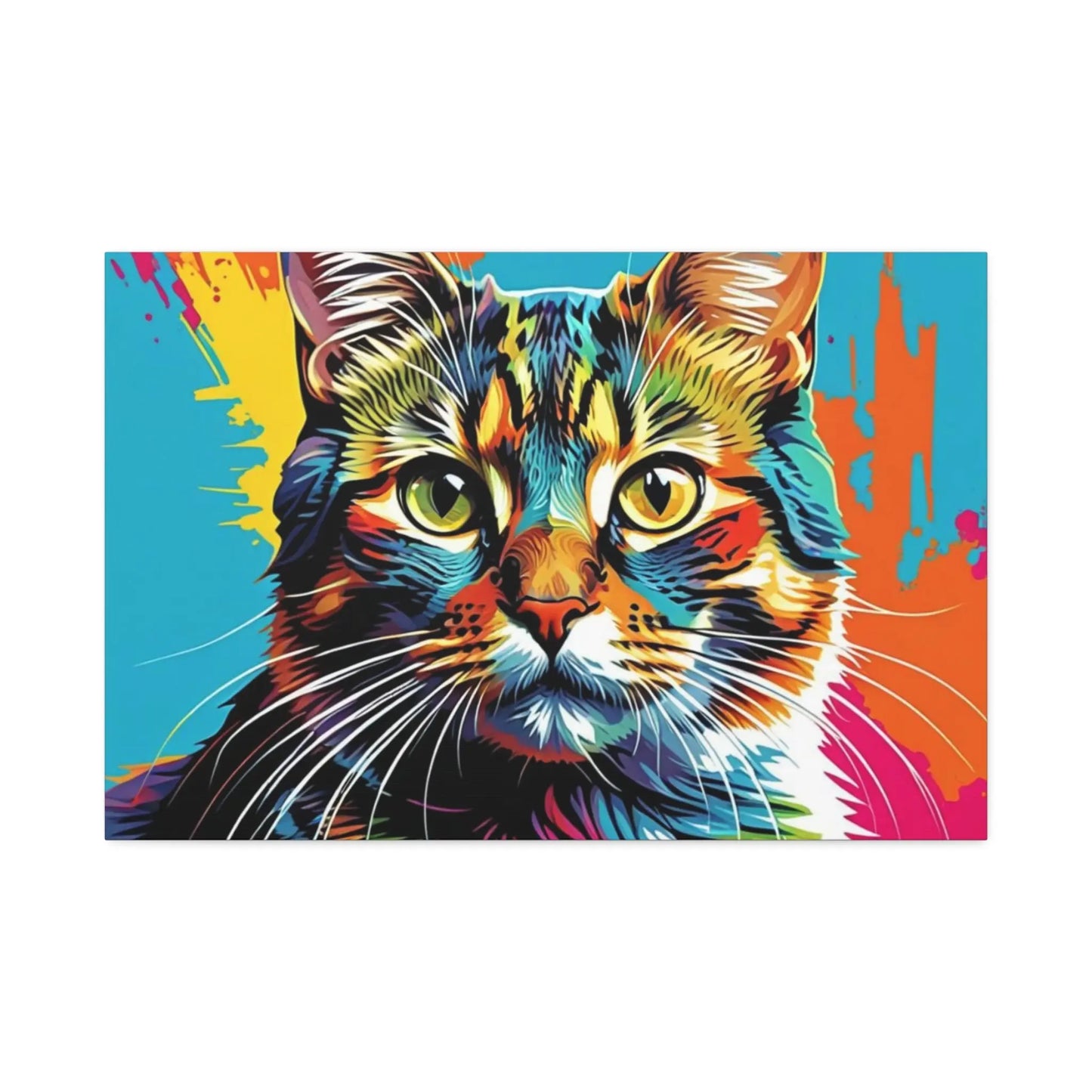 Colorful Pop Art Cat Canvas – Vibrant Stretched Wall Art Printify