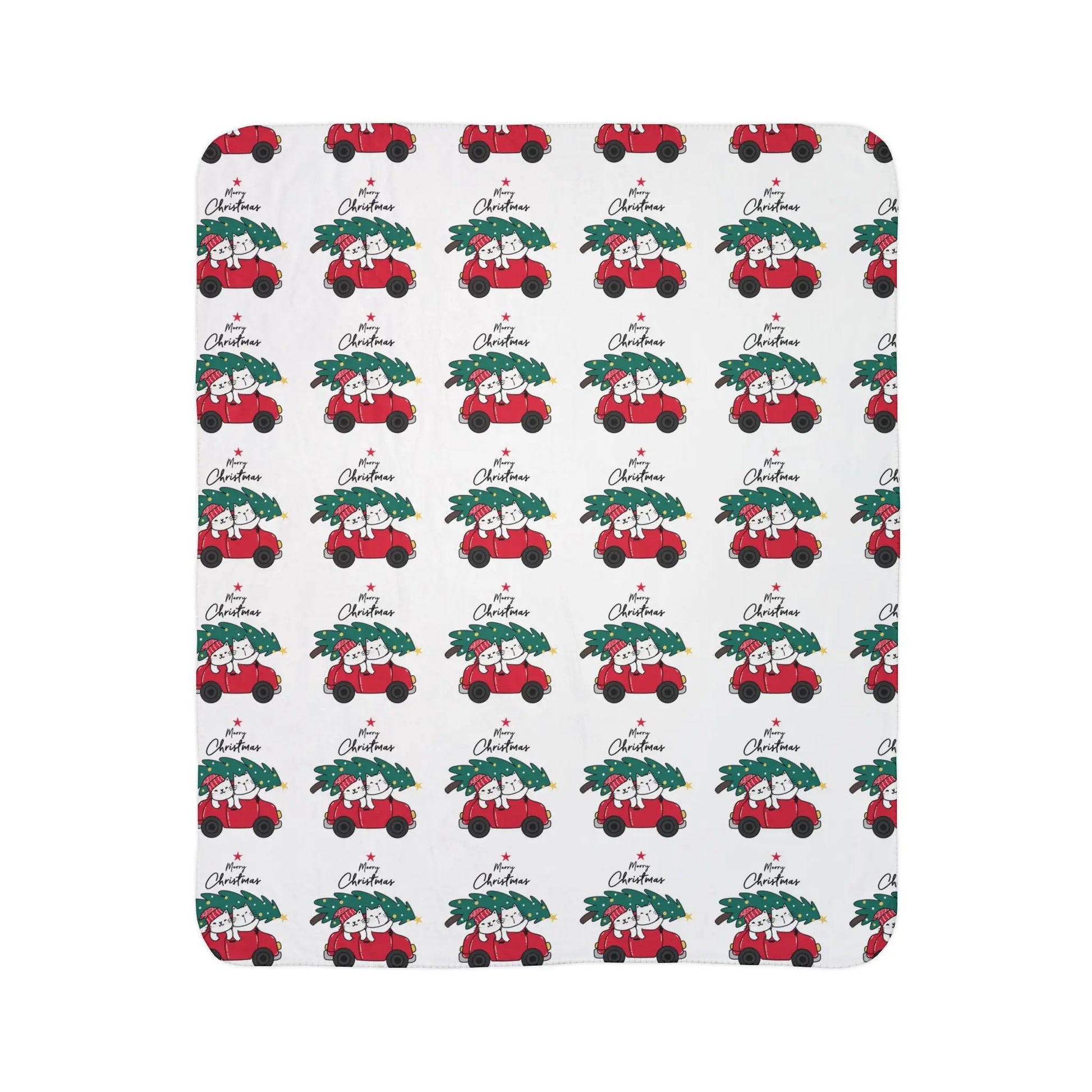 Christmas Red Truck Fleece Sherpa Blanket Printify