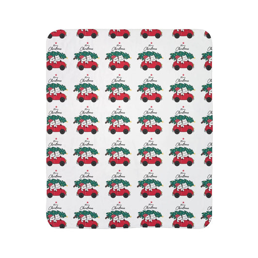 Christmas Red Truck Fleece Sherpa Blanket Printify
