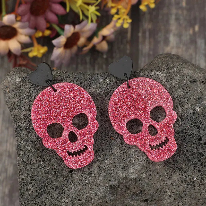 Acrylic Skeleton & Heart Earrings - FloofChonk