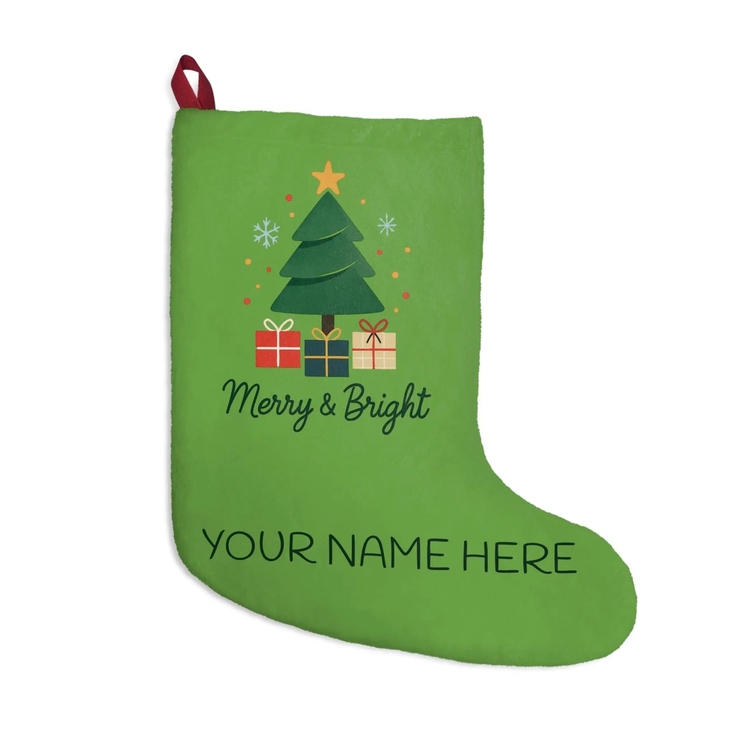 Copy of Personalized 'Merry & Bright' Christmas Stocking — Red Holiday Stocking with Name Printify