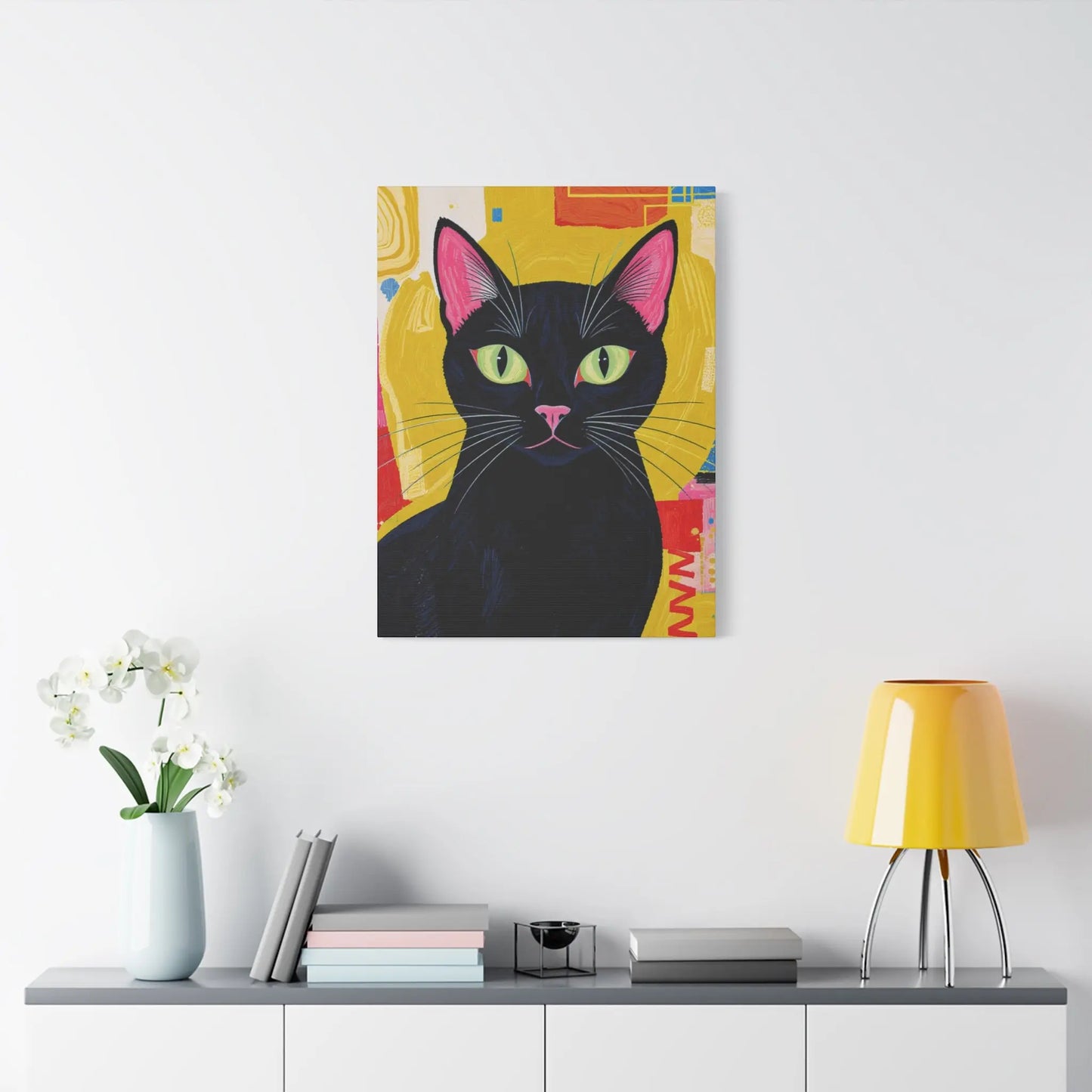 Black Cat Pop Art Matte Canvas Print — Stretched 1.25" Printify