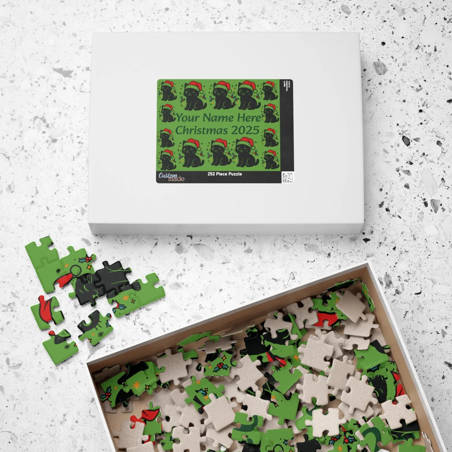 Personalized Christmas Puppy Puzzle Printify