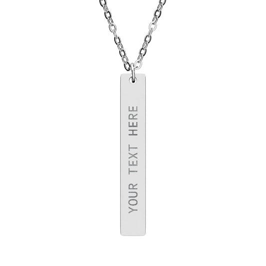Engravable Vertical Bar Necklace — Personalized Name/Message Pendant Printify