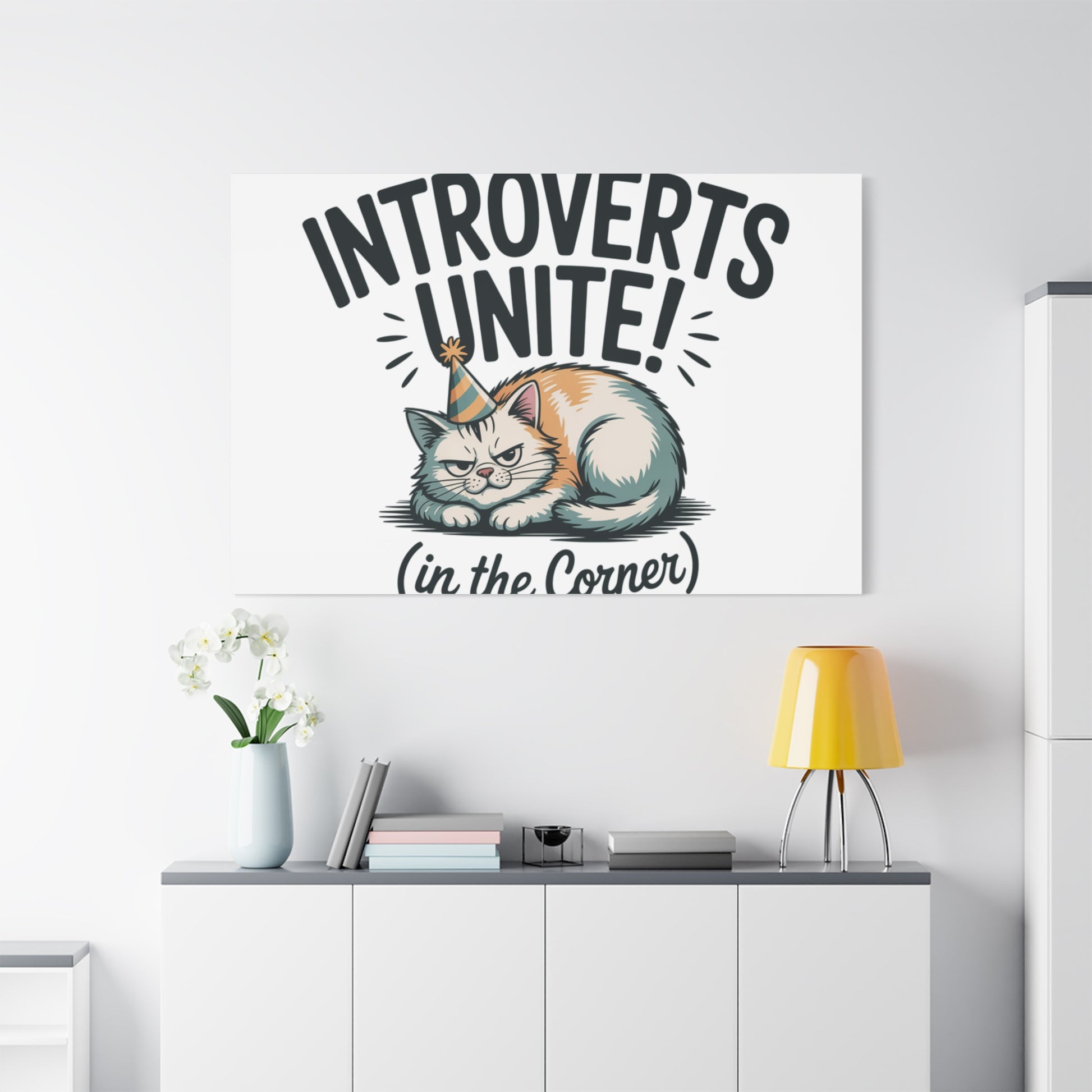 Introverts Unite (In the Corner) Matte Canvas | Funny Holiday Decor, Party Survival Humor Printify