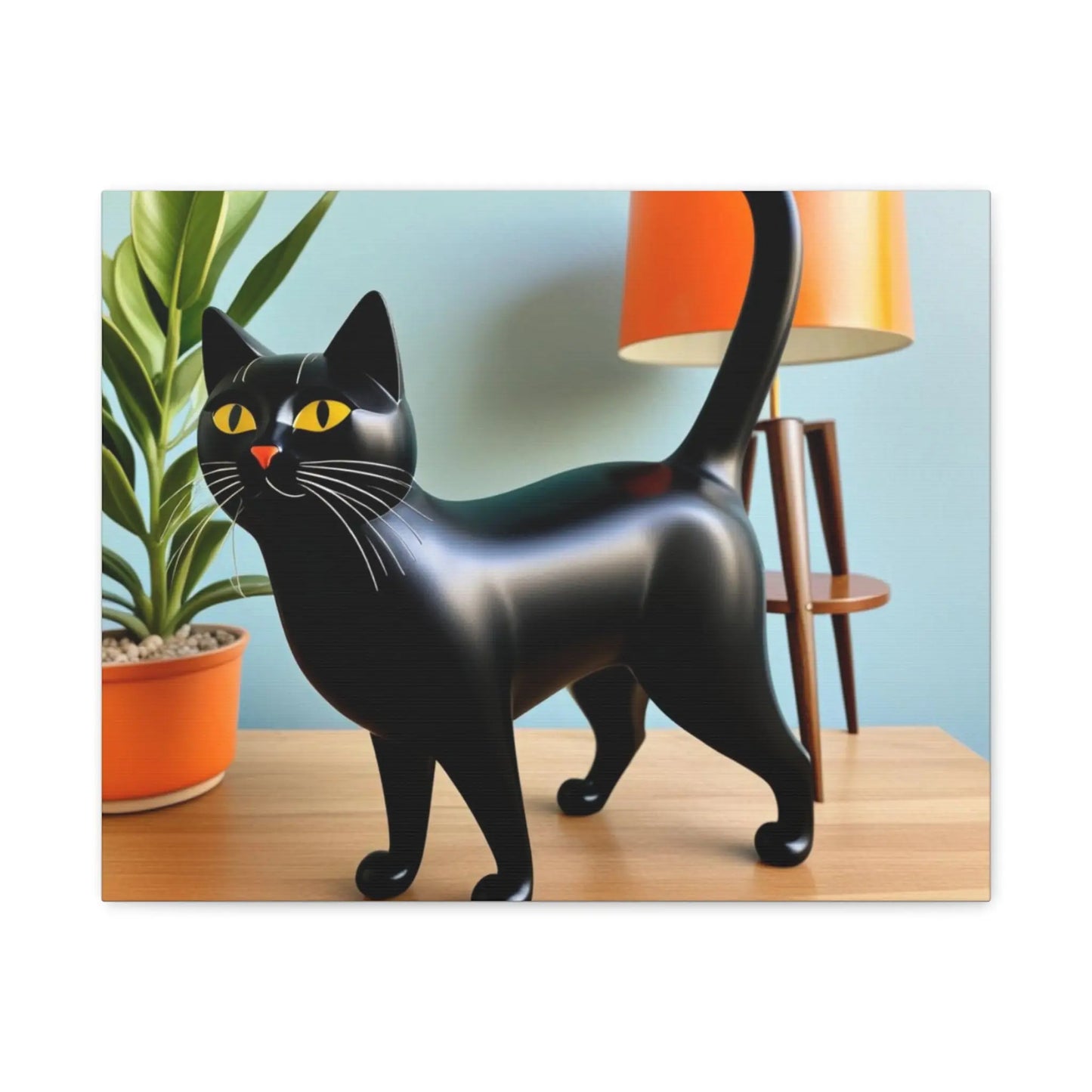 Black Cat Art Canvas Print — Retro Home Decor Wall Art Printify
