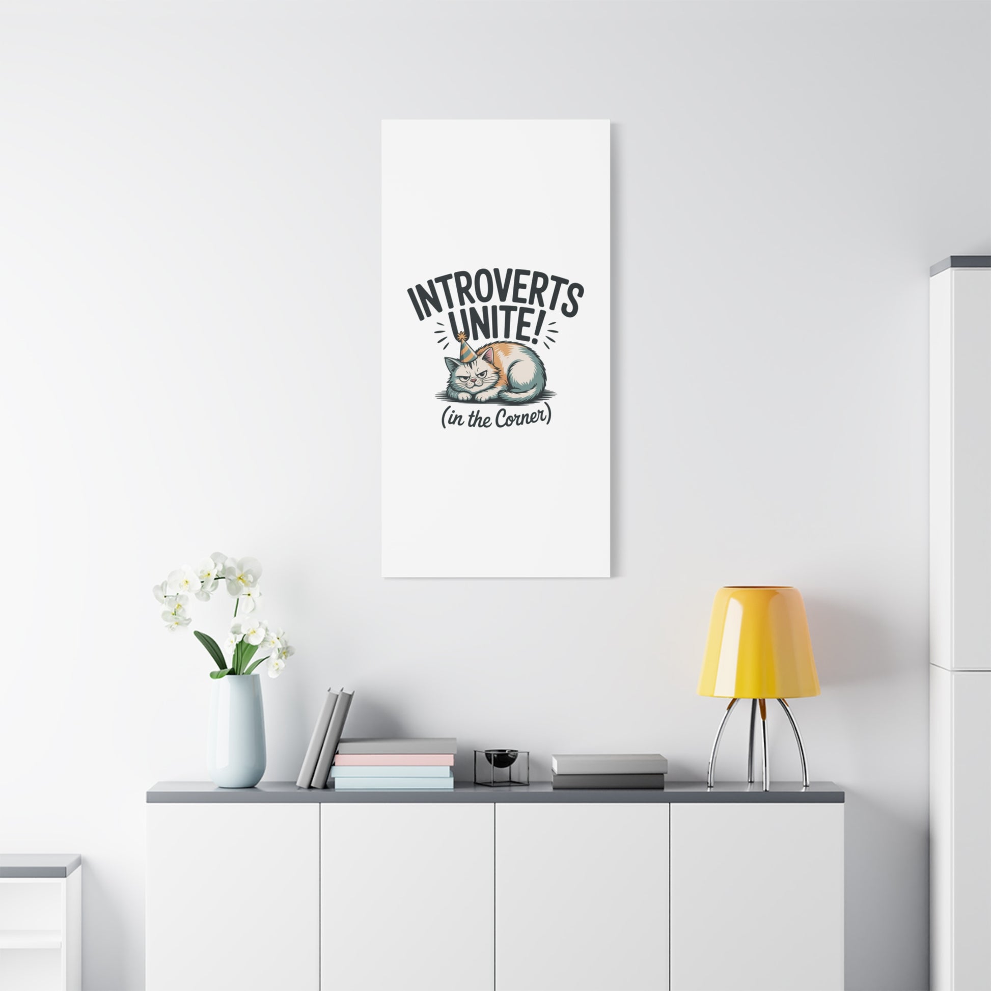 Introverts Unite (In the Corner) Matte Canvas | Funny Holiday Decor, Party Survival Humor Printify