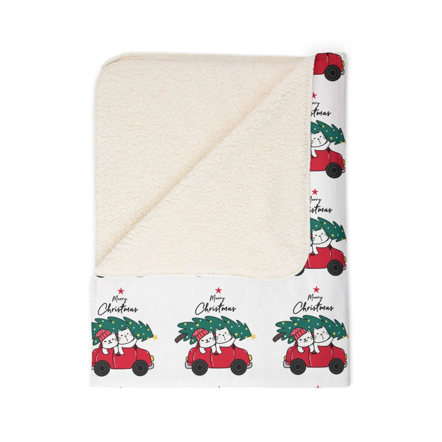 Christmas Red Truck Fleece Sherpa Blanket Printify