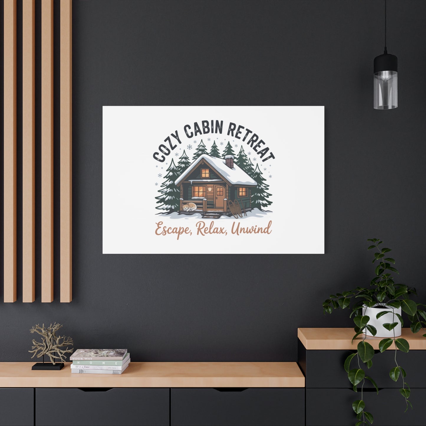 Cozy Cabin Retreat Log Cabin Art Print | Matte Canvas Stretched, 1.25" Printify