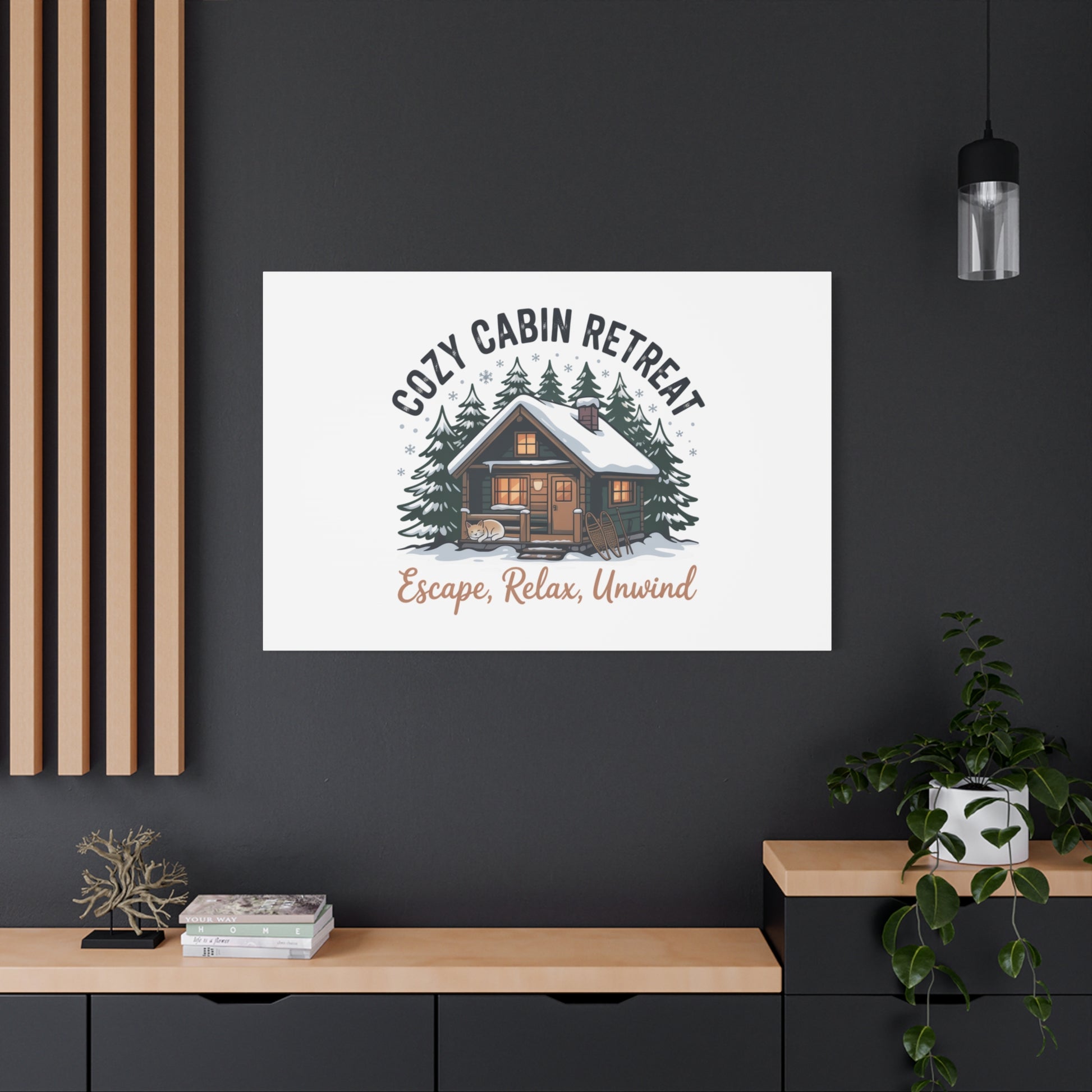 Cozy Cabin Retreat Log Cabin Art Print | Matte Canvas Stretched, 1.25" Printify