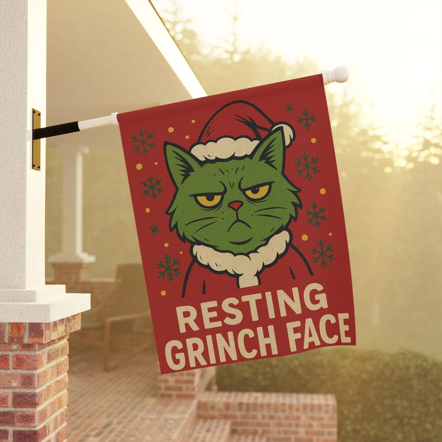 Garden Flag — "Resting Grinch Face" Holiday Decorative House Banner Printify