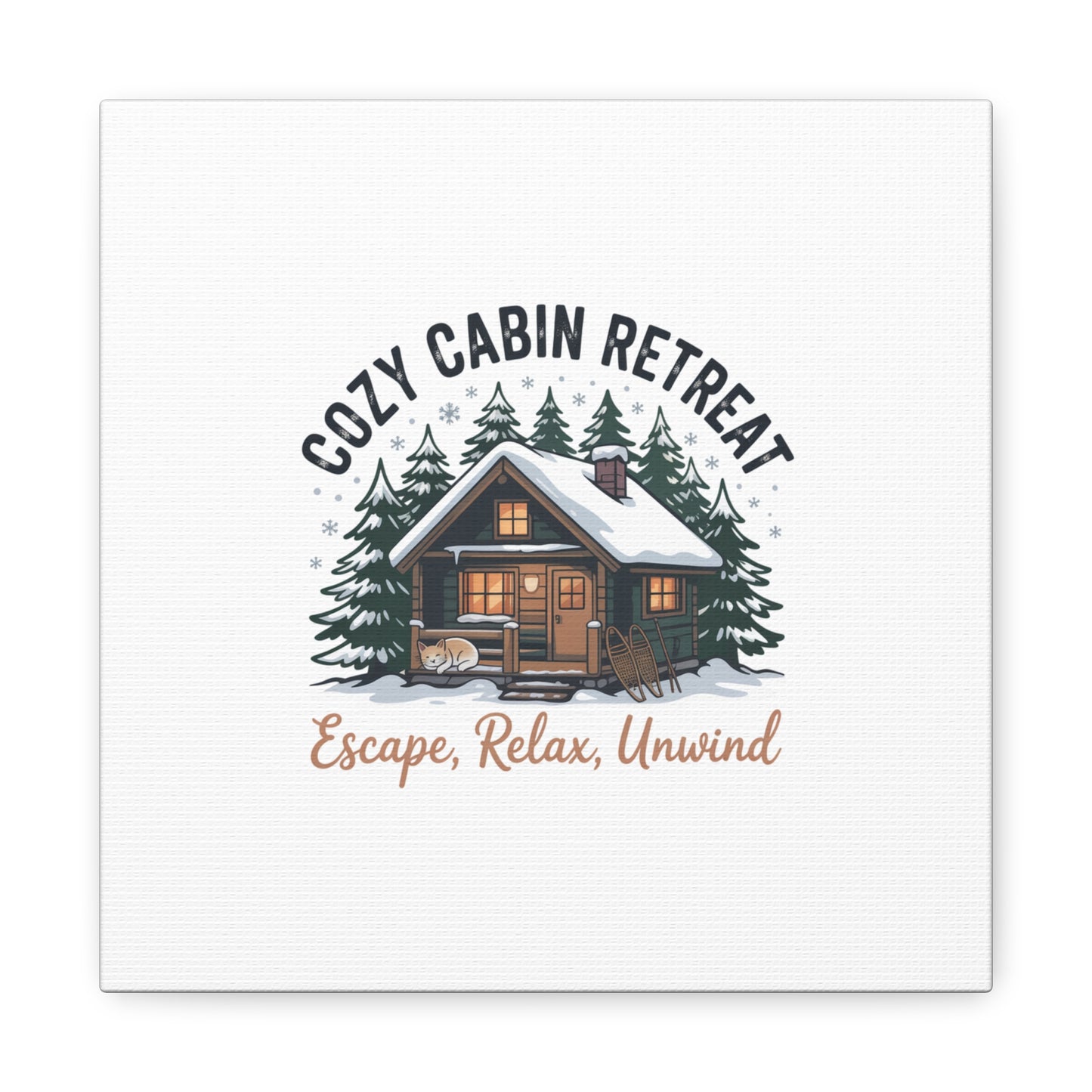 Cozy Cabin Retreat Log Cabin Art Print | Matte Canvas Stretched, 1.25" Printify