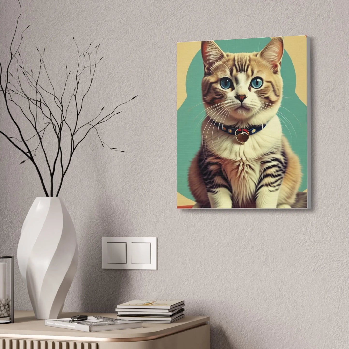 Blue-Eyed Tabby Cat Canvas Art – Stretched 1.5" Wall Décor Printify