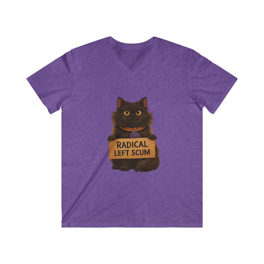 Radical Left Scum Cat Tee — Funny Political Cat V-Neck Shirt Printify