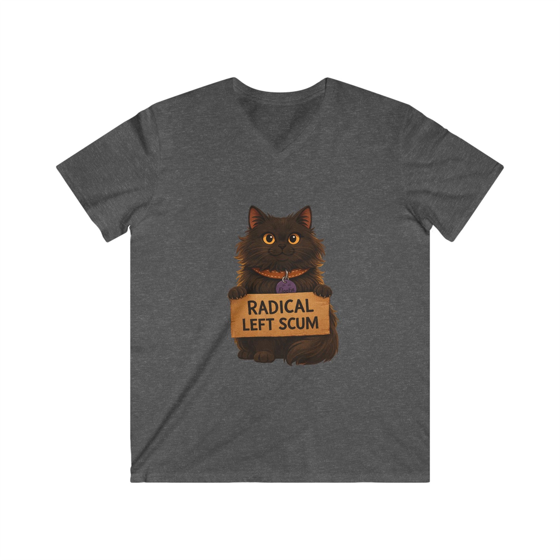 Radical Left Scum Cat Tee — Funny Political Cat V-Neck Shirt Printify
