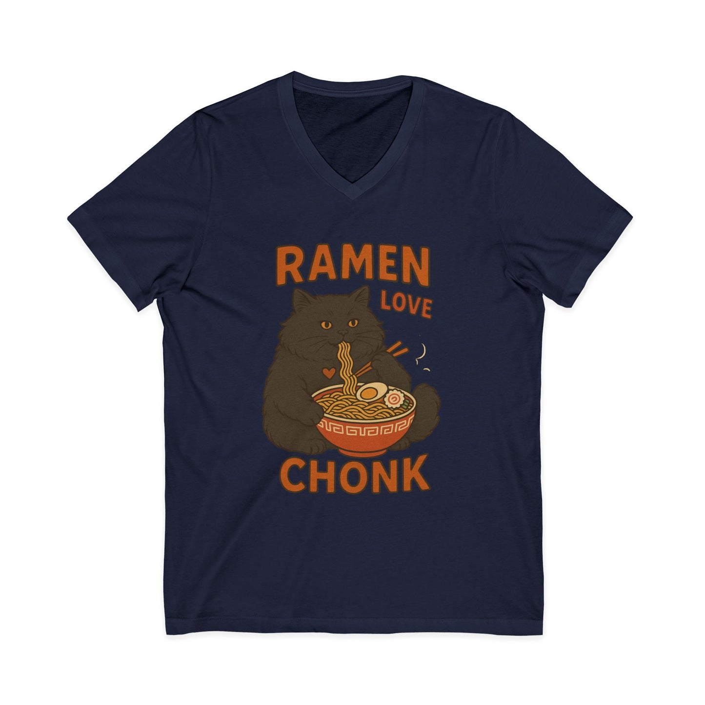 Ramen Love Chonk Cat V-Neck Tee
