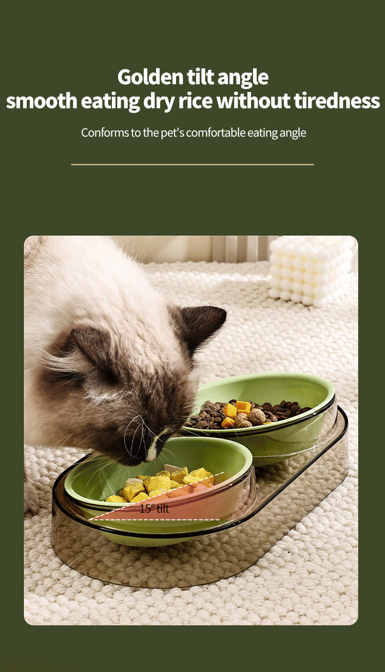 Transparent Cat Food Bowl Pet Bowl Dog Bowl Drinking Eating Eating Double Bowl Pet Supplies