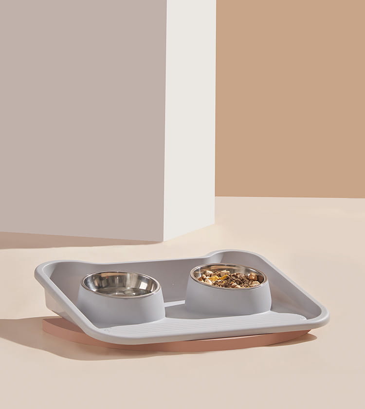 Cats Dogs And Food Utensils Neck Protection Leak Proof Stainless Steel Tilted Double Bowl Food Utensils Pet Products
