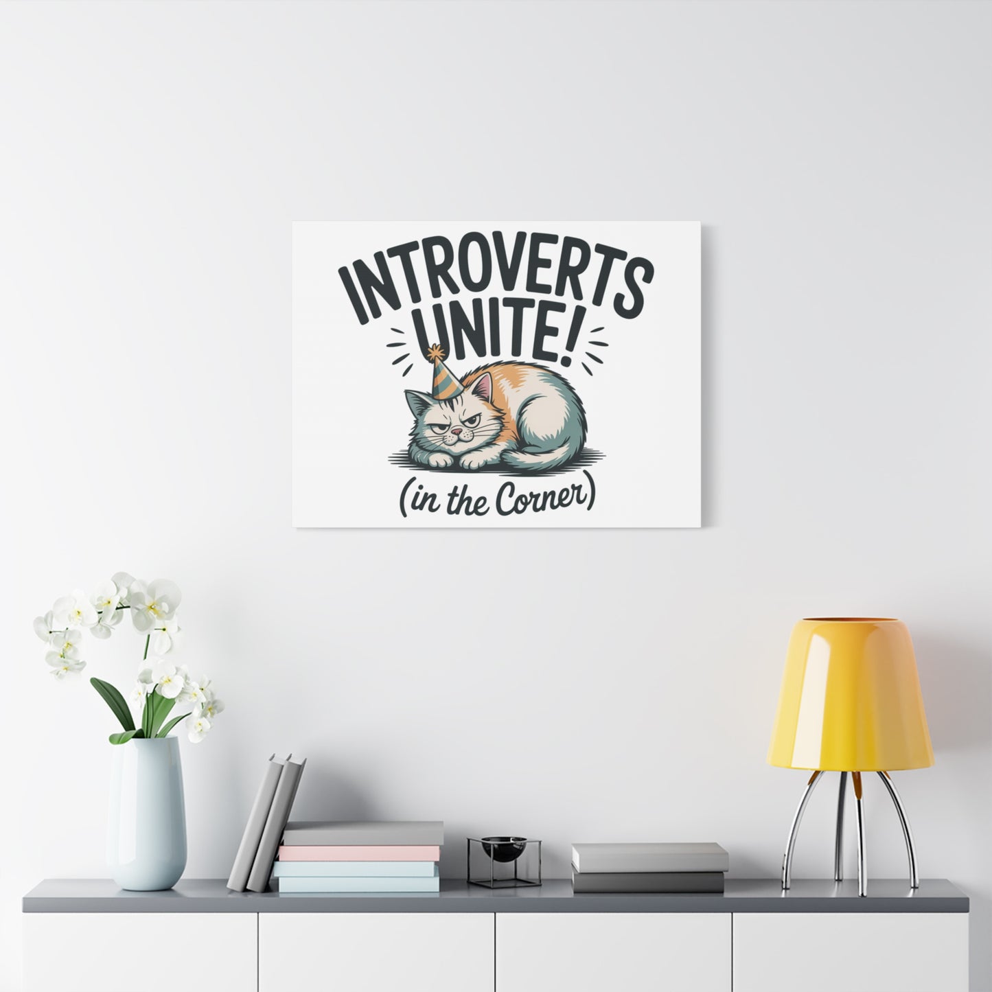 Introverts Unite (In the Corner) Matte Canvas | Funny Holiday Decor, Party Survival Humor Printify