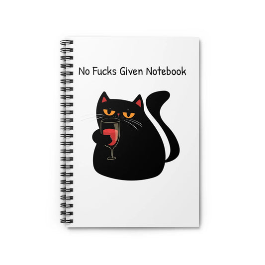 Spiral Notebook - No Fucks Given Cat, Ruled Line | Cat Lovers Journal, Funny Writers Gift, School Supplies, Office Desk Printify
