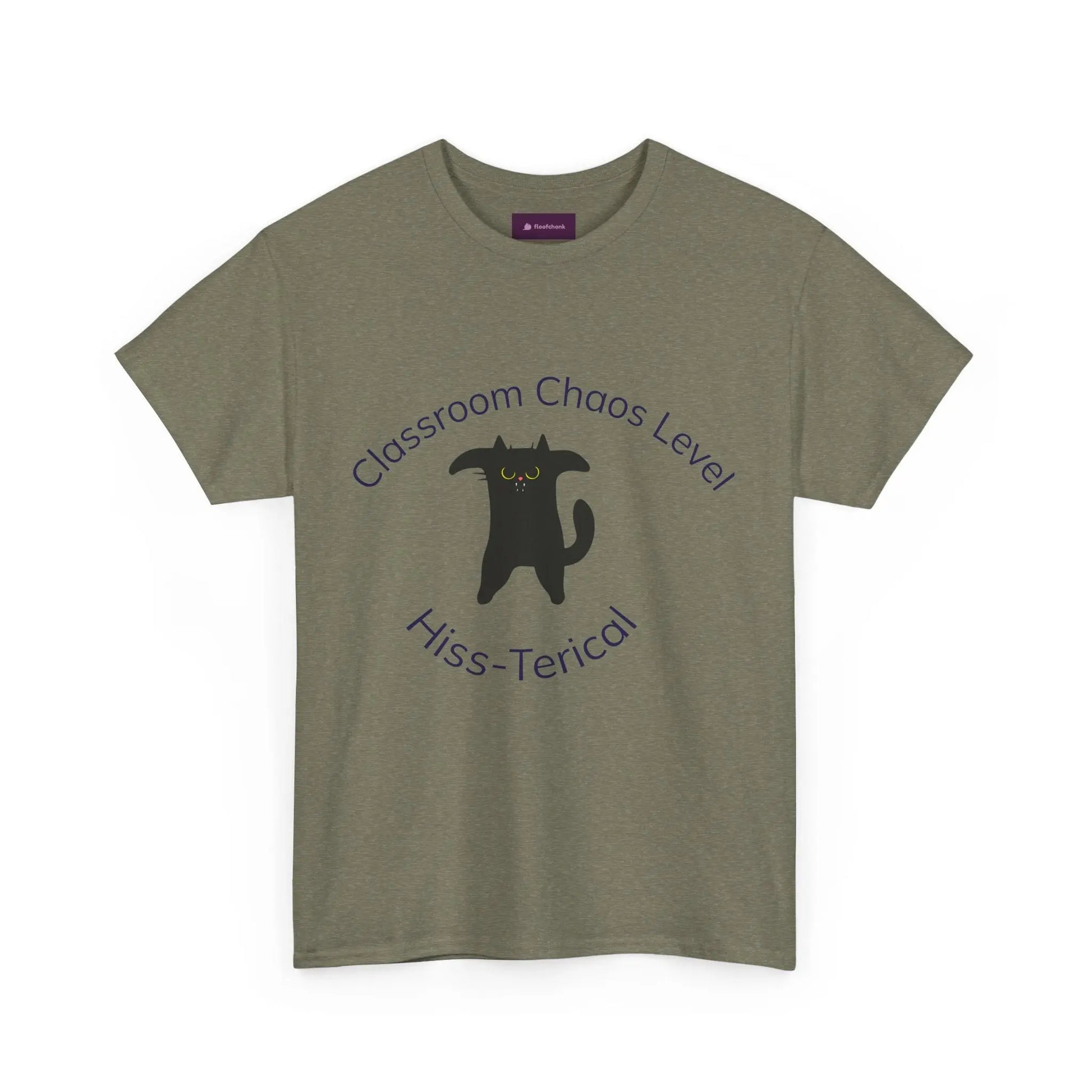 Classroom Chaos Cat Tee – Unisex Heavy Cotton Tee, Funny Cat Shirt, Gift for Cat Lovers, Teacher Humor Top, Hiss-Terical Cotton Tee Printify
