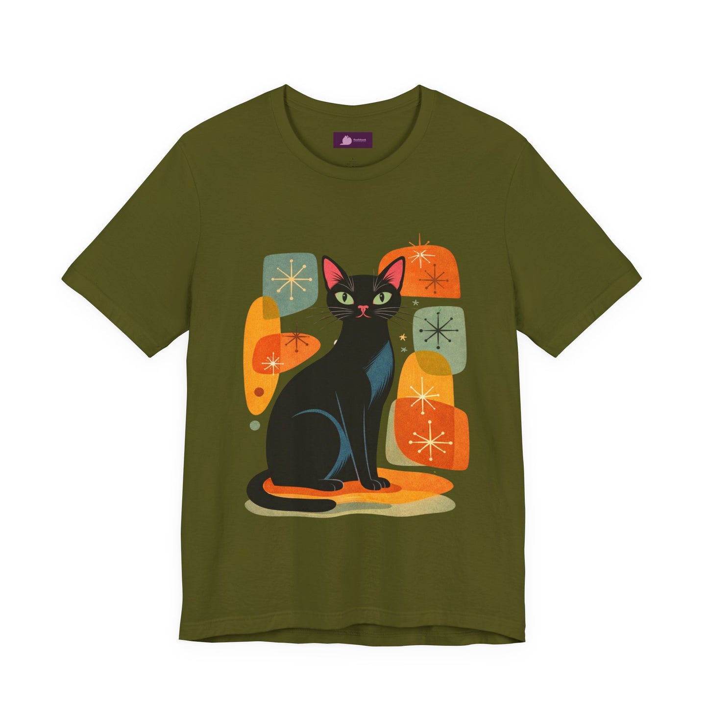 Retro Mid-Century Modern Black Cat T-Shirt