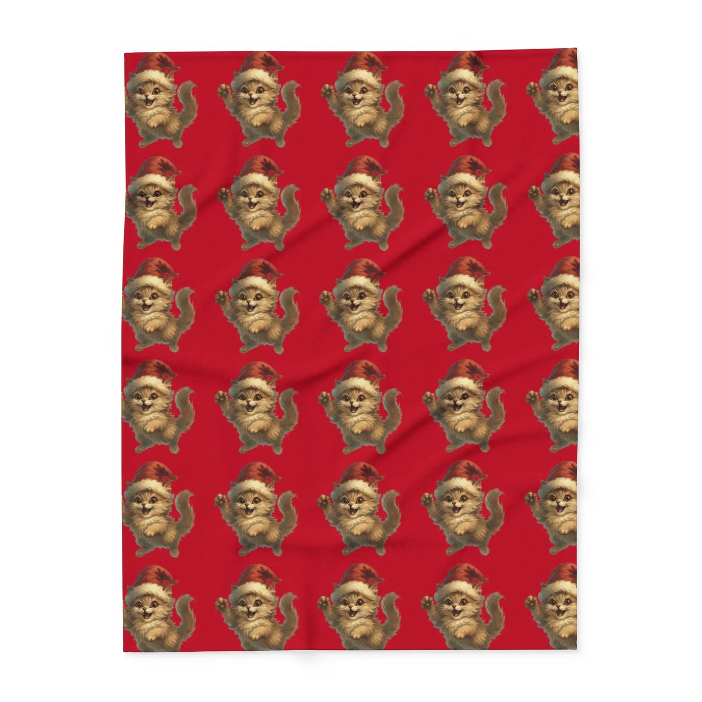 Santa Bear Pattern Fleece Blanket — Festive Red Holiday Throw Printify