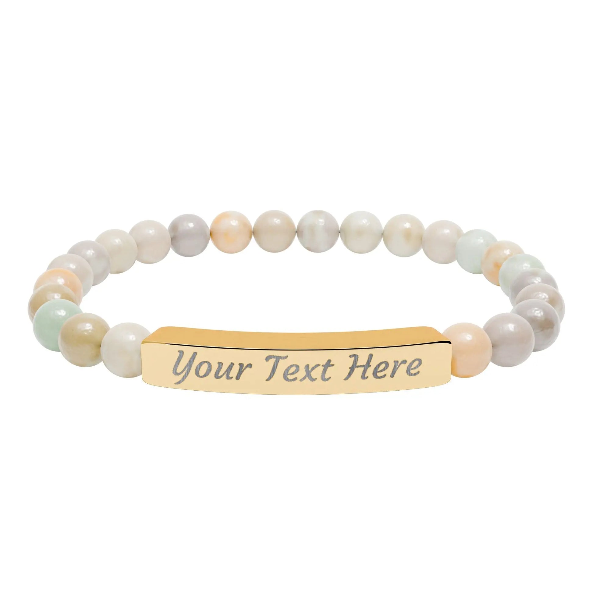 Engravable Natural Stone Stretch Bar Bracelet — Personalized Beaded Bracelet Printify