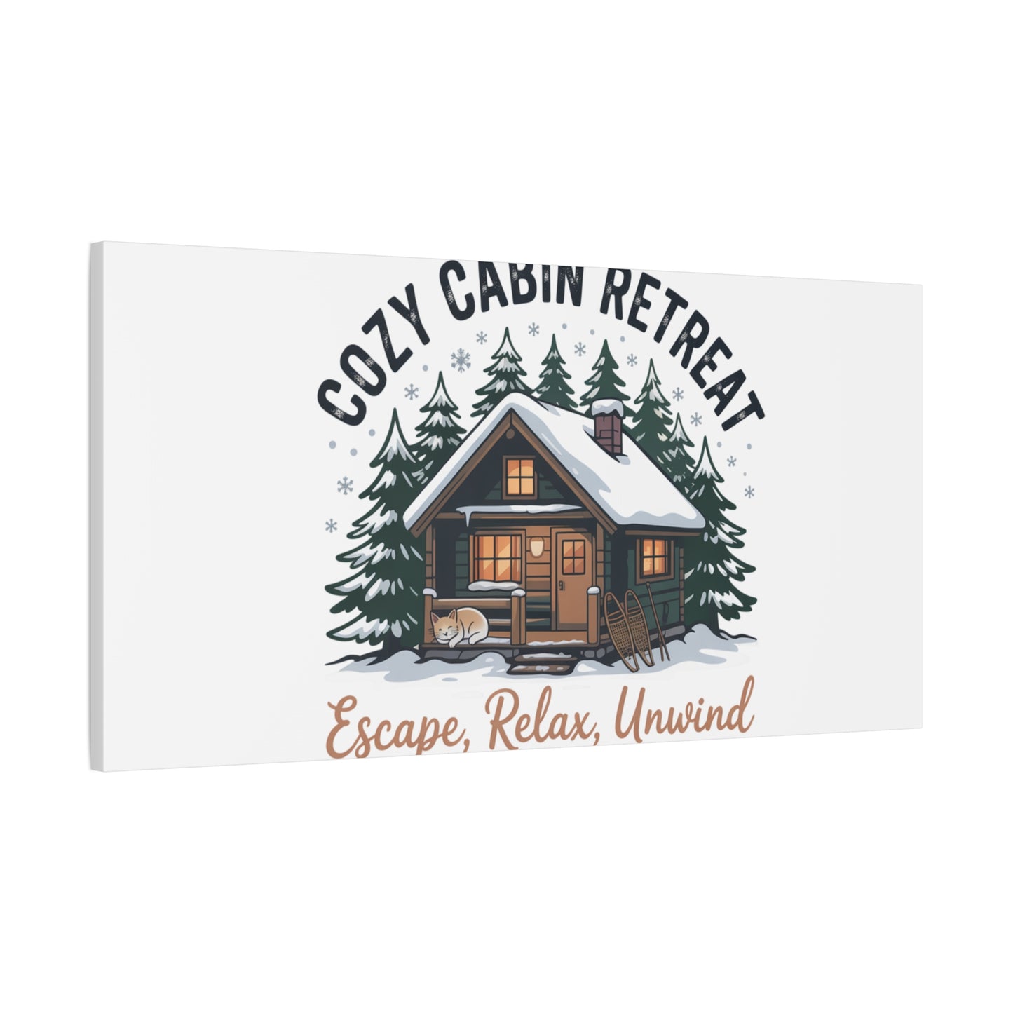 Cozy Cabin Retreat Log Cabin Art Print | Matte Canvas Stretched, 1.25" Printify
