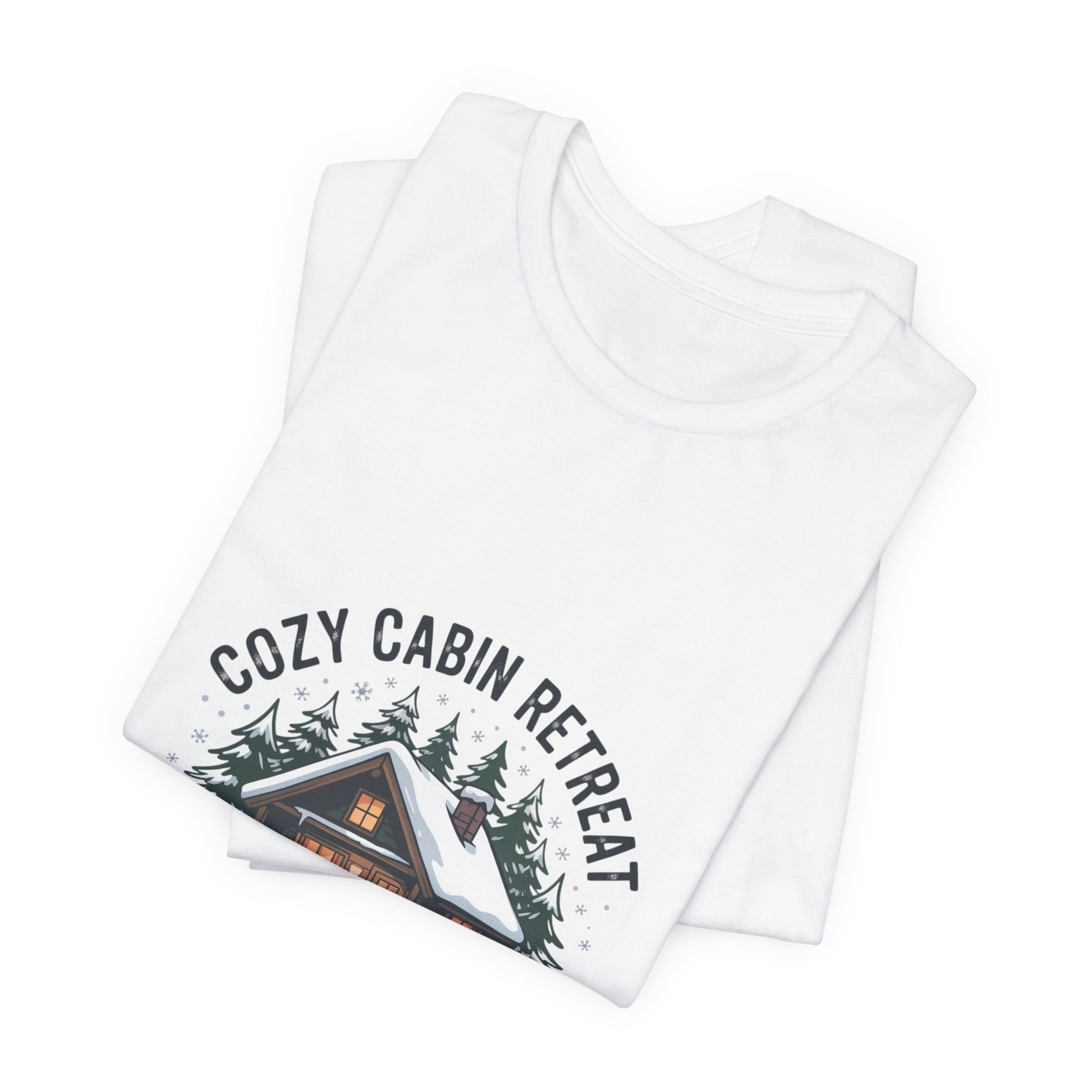 Cozy Cabin Retreat Tee | cabin vibes shirt, mountain silhouette design Printify