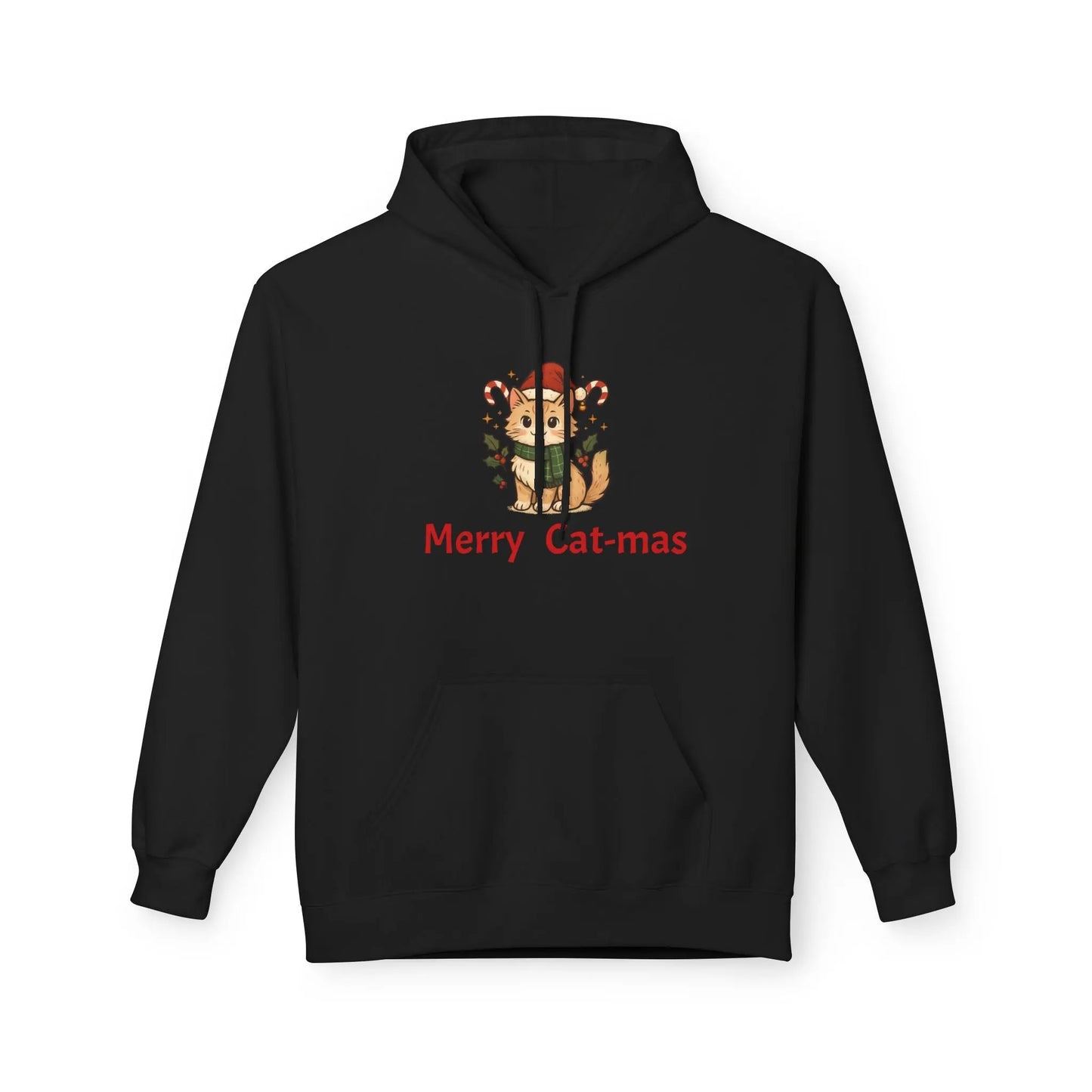 Christmas Cat Hoodie — "Merry Cat-mas" Festive Holiday Pullover Printify