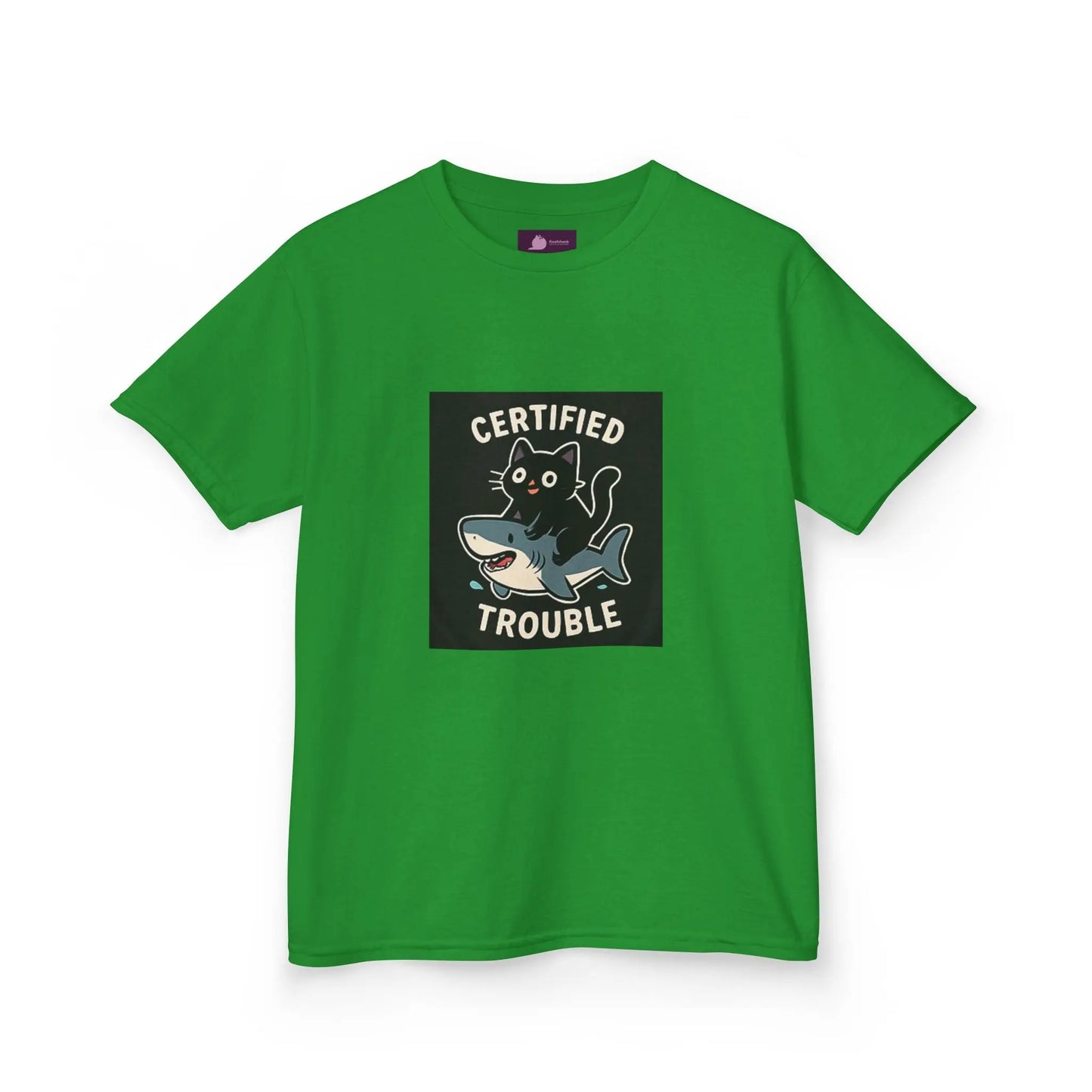 Kids Tee — "Certified Trouble" Shark Graphic Printify