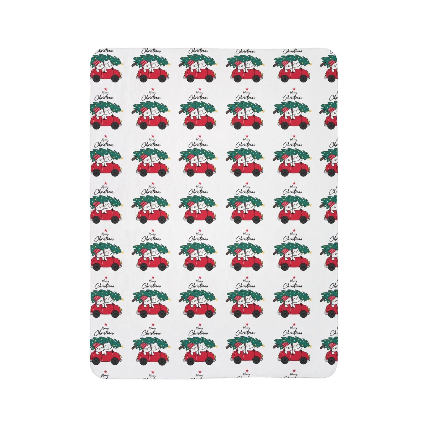 Christmas Red Truck Fleece Sherpa Blanket Printify