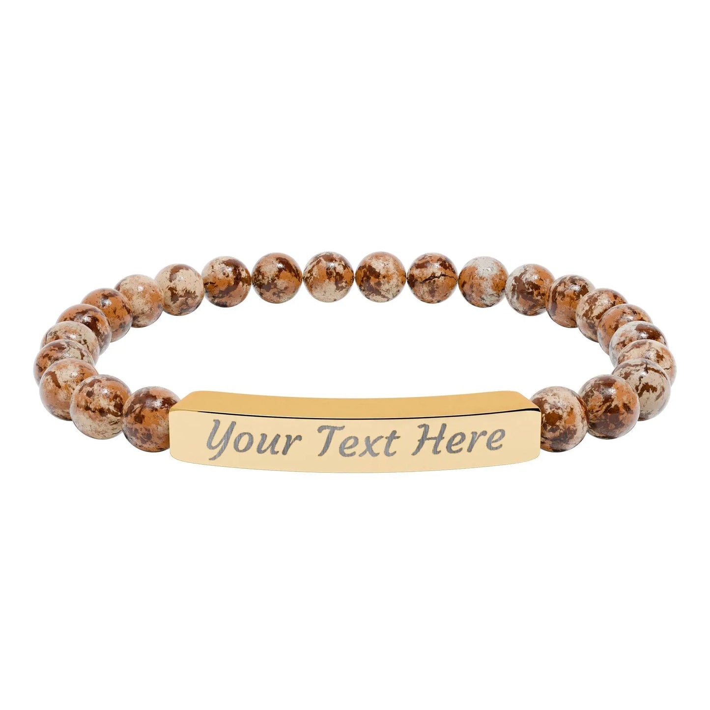Engravable Natural Stone Stretch Bar Bracelet — Personalized Beaded Bracelet Printify