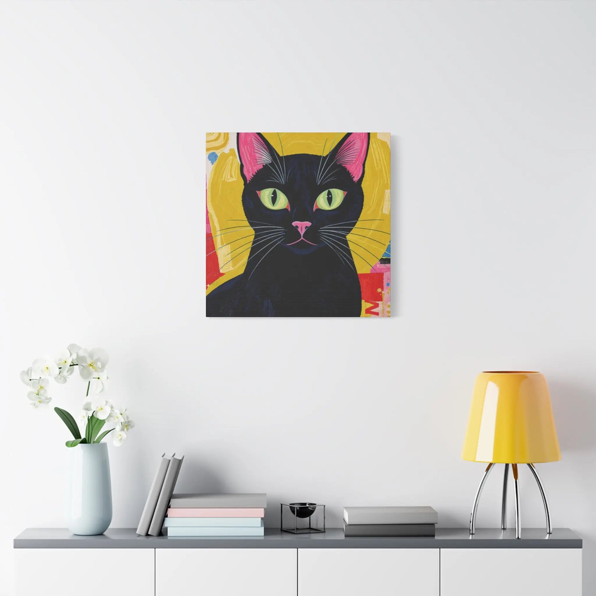 Black Cat Pop Art Matte Canvas Print — Stretched 1.25" Printify