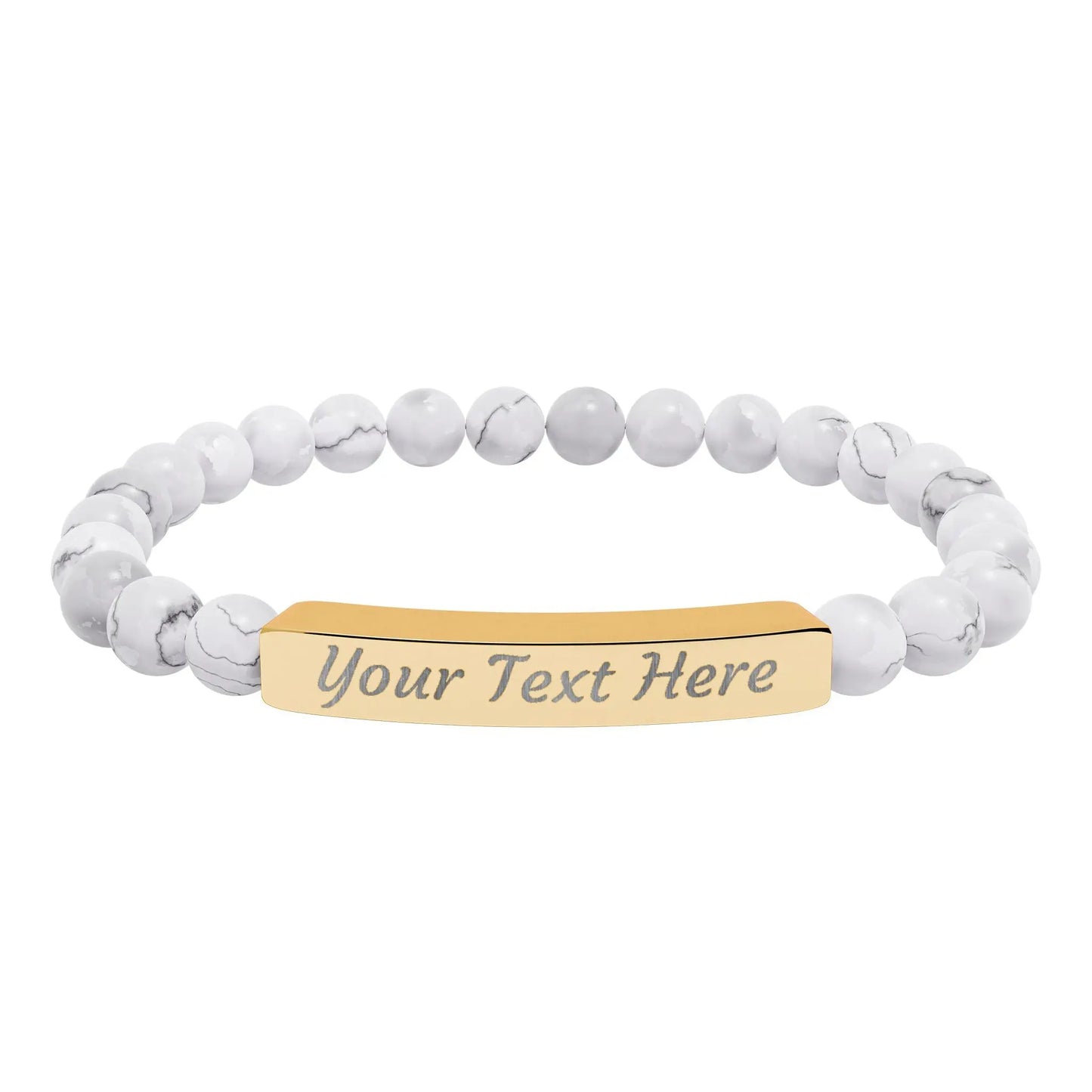Engravable Natural Stone Stretch Bar Bracelet — Personalized Beaded Bracelet Printify