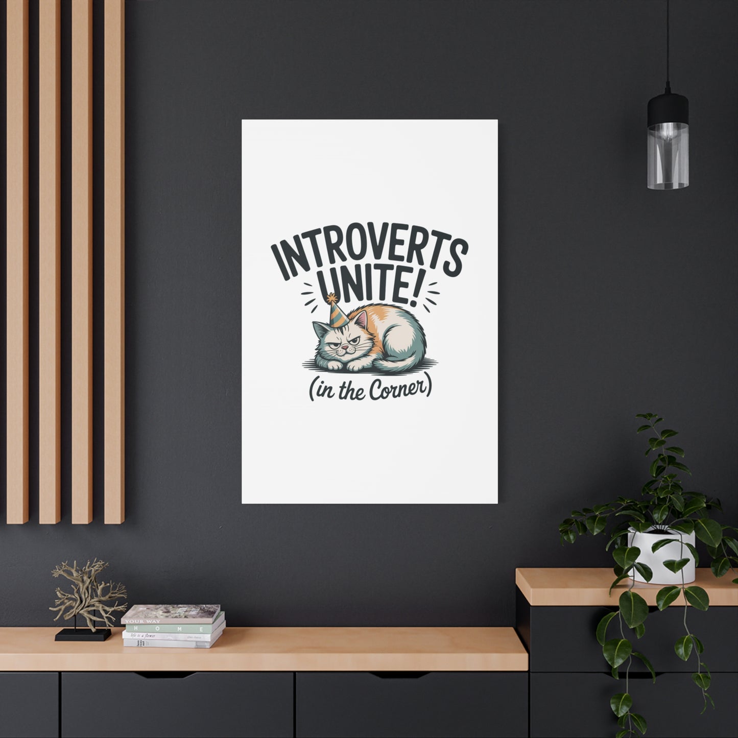 Introverts Unite (In the Corner) Matte Canvas | Funny Holiday Decor, Party Survival Humor Printify