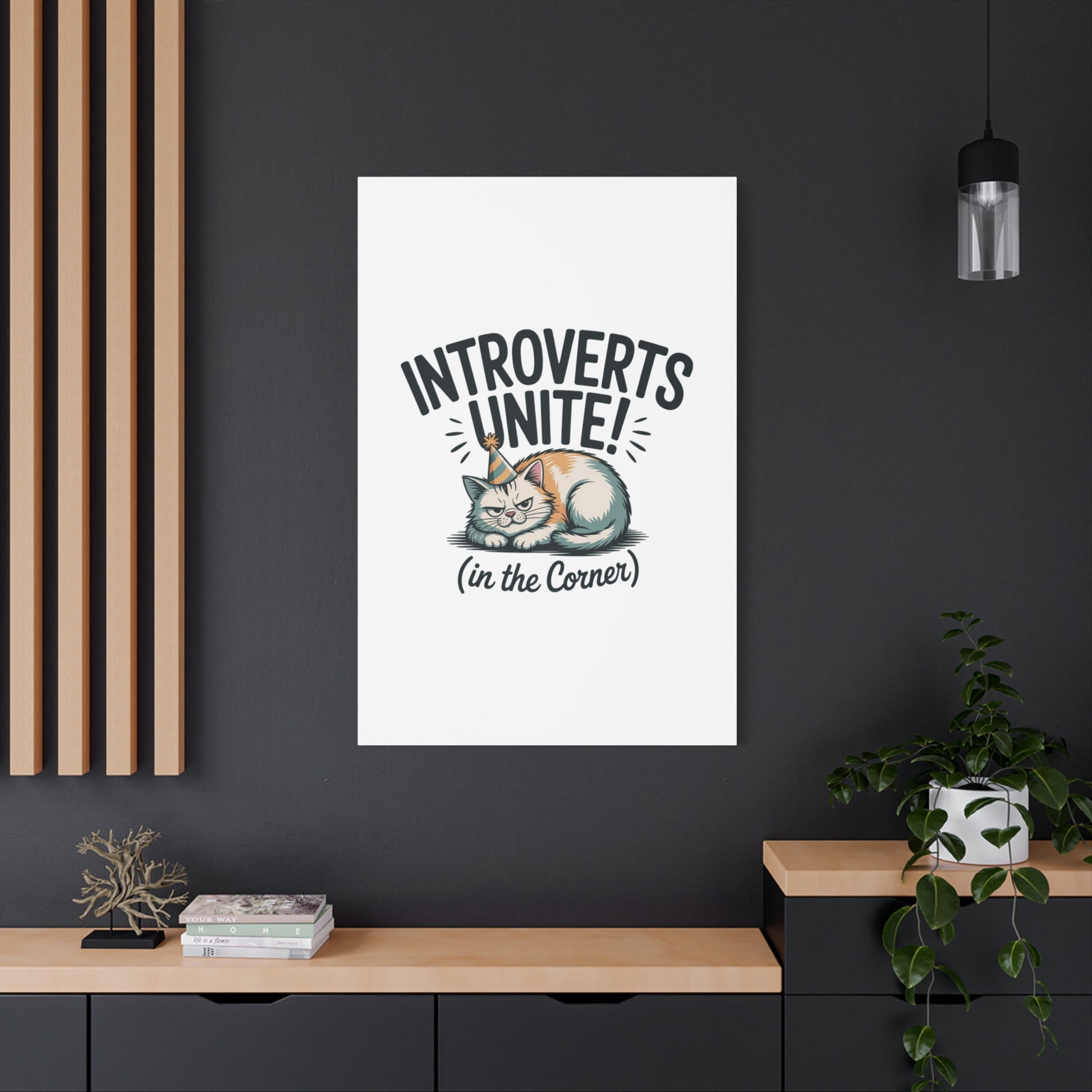 Introverts Unite (In the Corner) Matte Canvas | Funny Holiday Decor, Party Survival Humor Printify