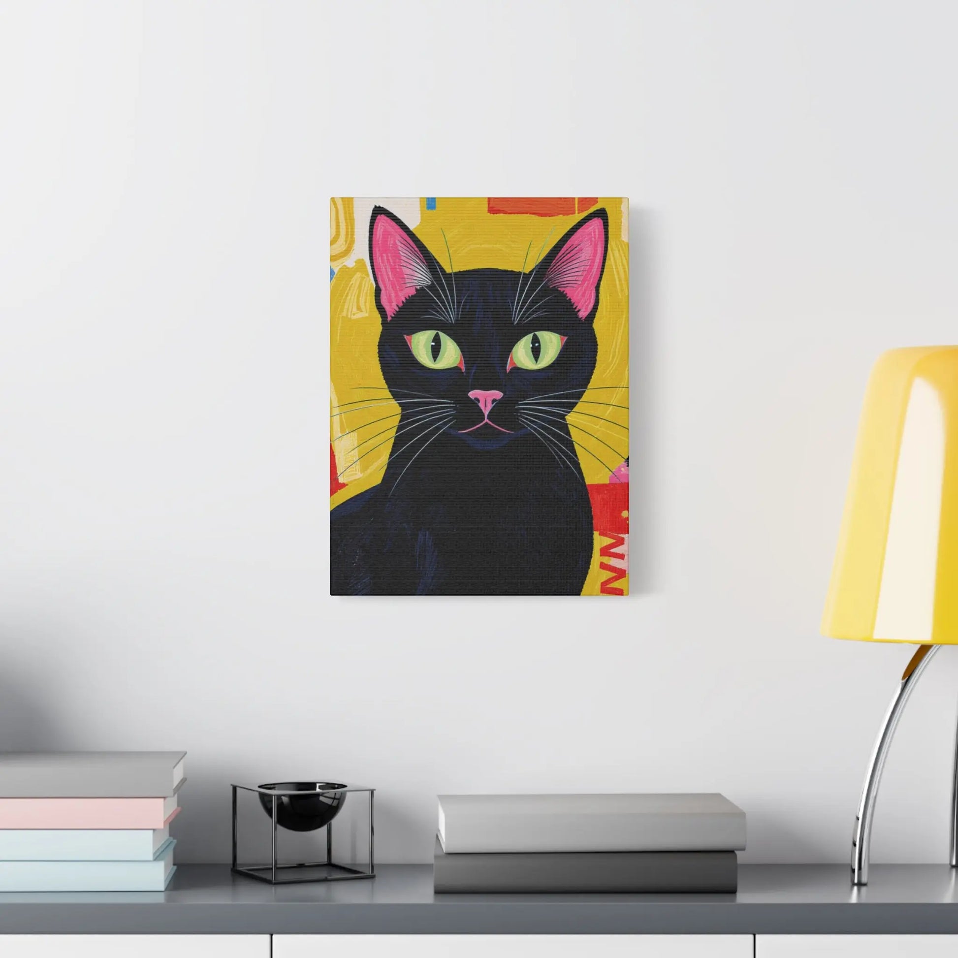 Black Cat Pop Art Matte Canvas Print — Stretched 1.25" Printify