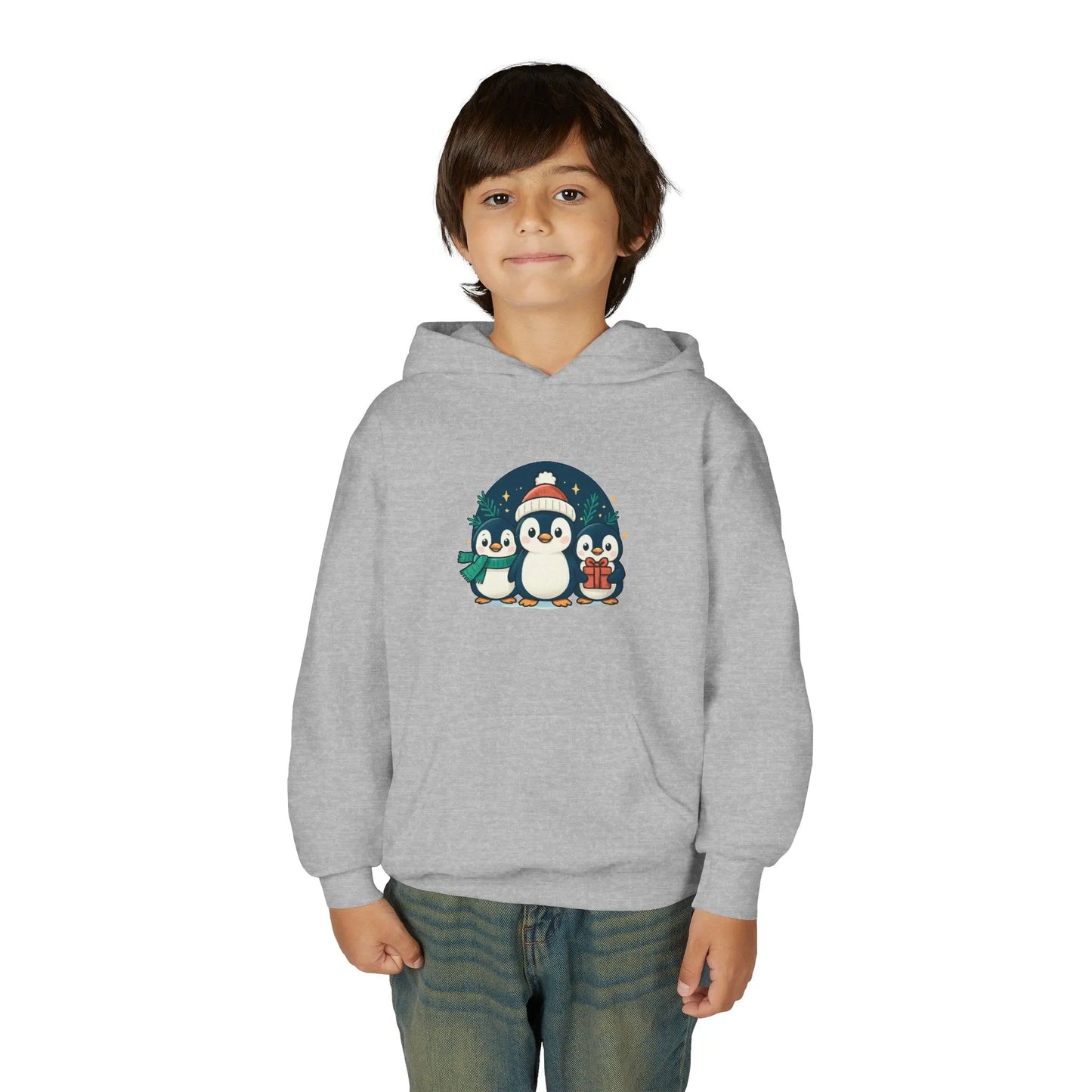 Kids Penguin Family Hoodie — Cute Holiday Winter Graphic Sweatshirt Printify