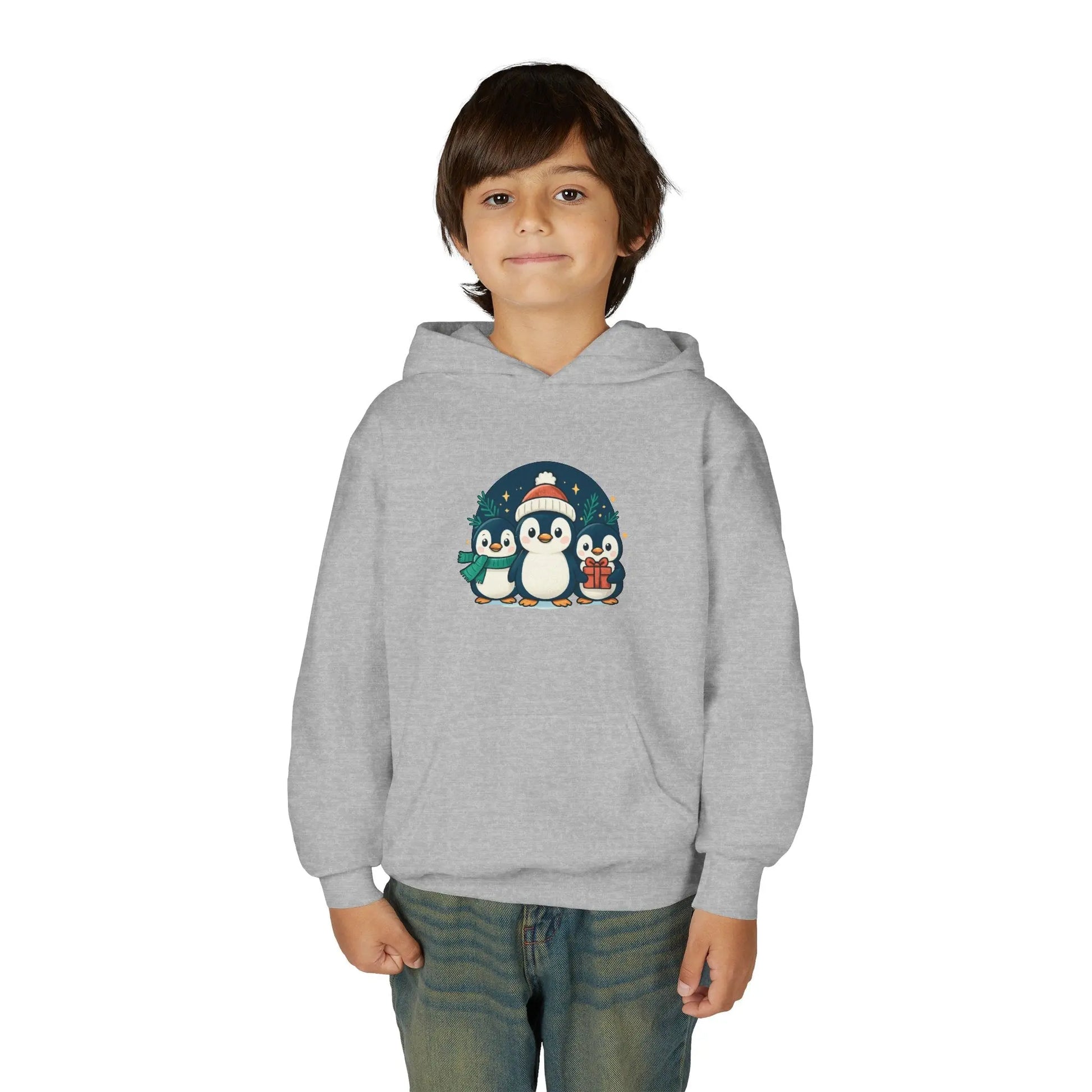 Kids Penguin Family Hoodie — Cute Holiday Winter Graphic Sweatshirt Printify