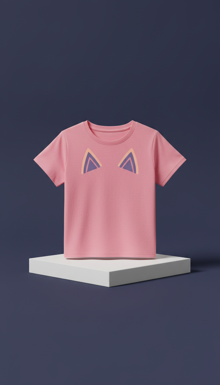 Graphic Tee With Neon Cat Silhouette