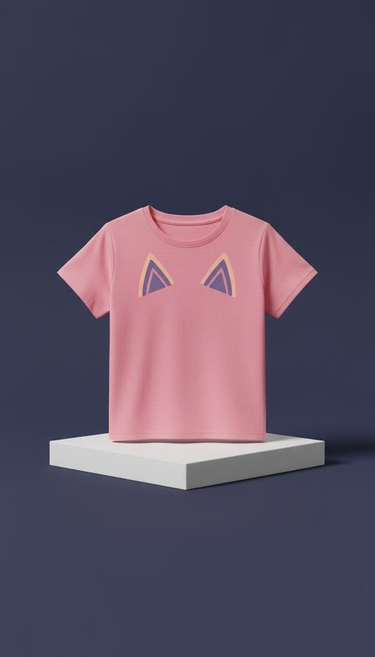 Graphic Tee With Neon Cat Silhouette