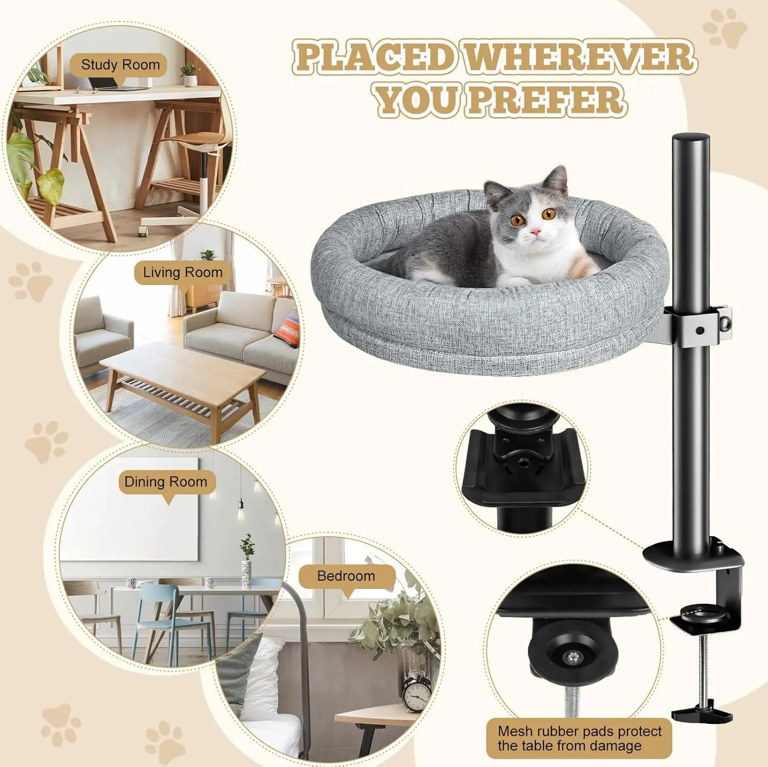 Cat Nest Round Rotating Adjustable Height