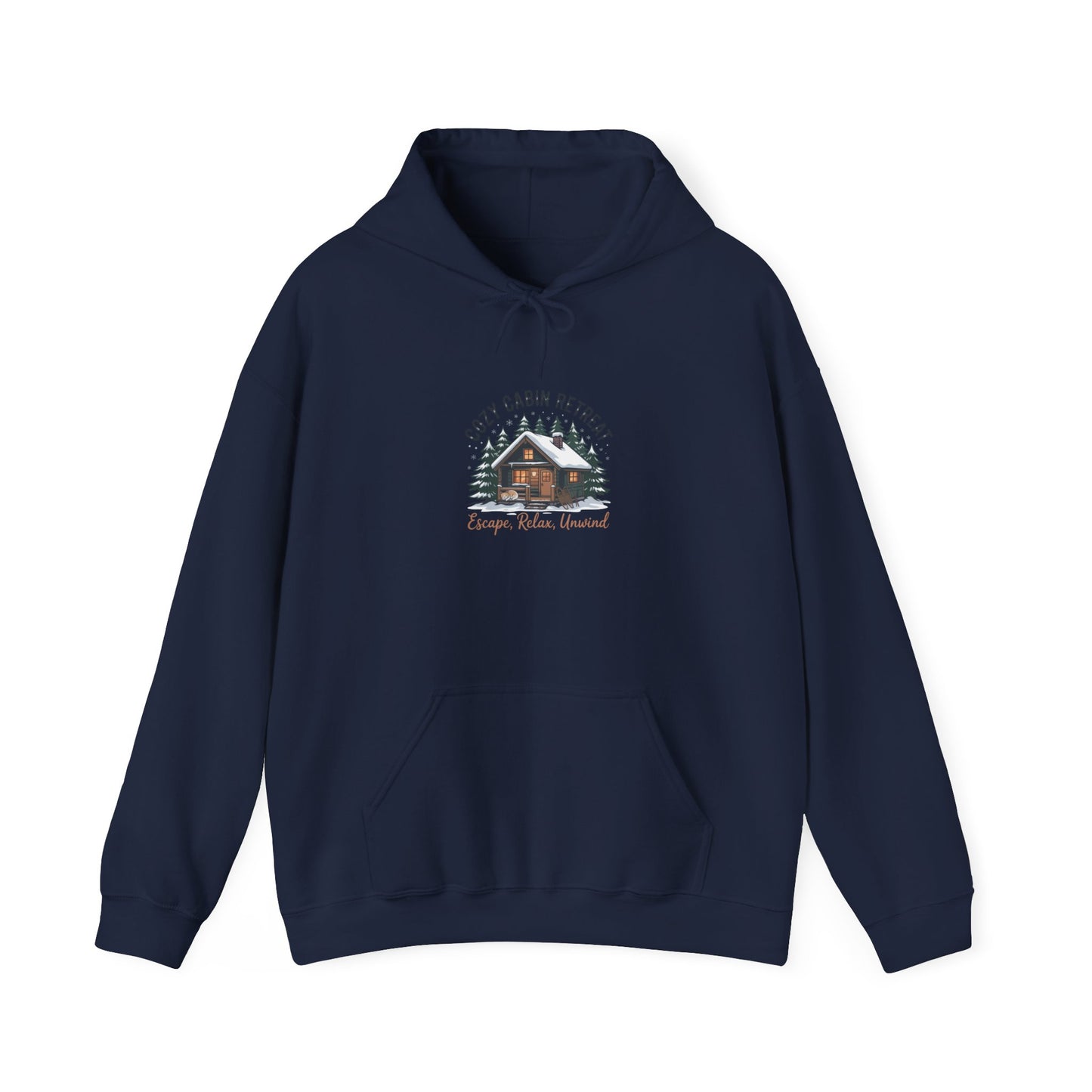 Cozy Cabin Retreat hoodie | mountain silhouette design, pine tree sweatshirt Printify