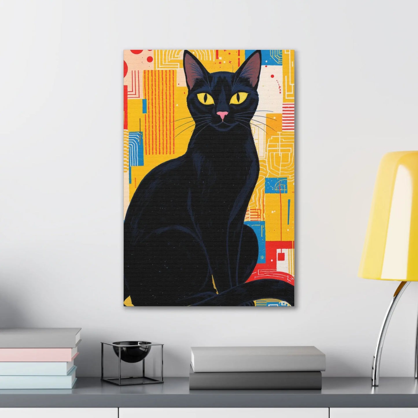Black Cat Pop Art Canvas Print — Stretched Wall Art for Cat Lovers Printify