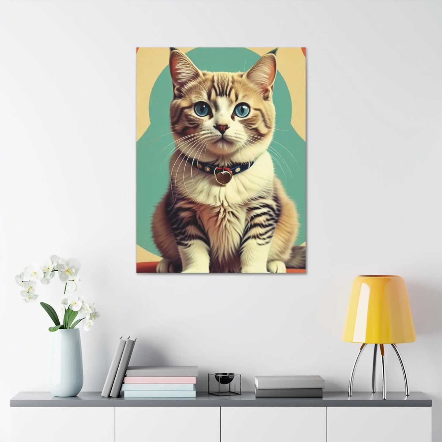 Blue-Eyed Tabby Cat Canvas Art – Stretched 1.5" Wall Décor Printify