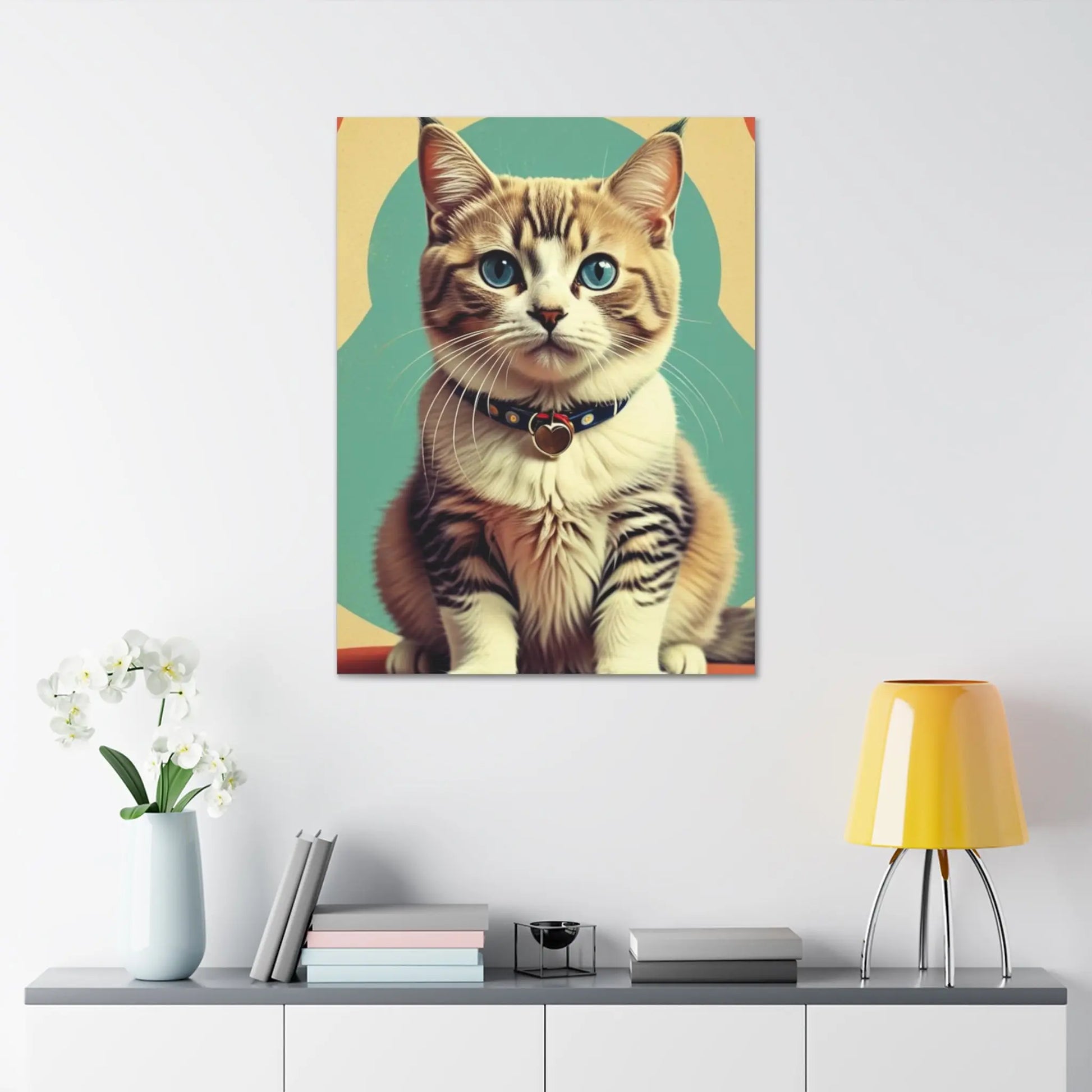 Blue-Eyed Tabby Cat Canvas Art – Stretched 1.5" Wall Décor Printify