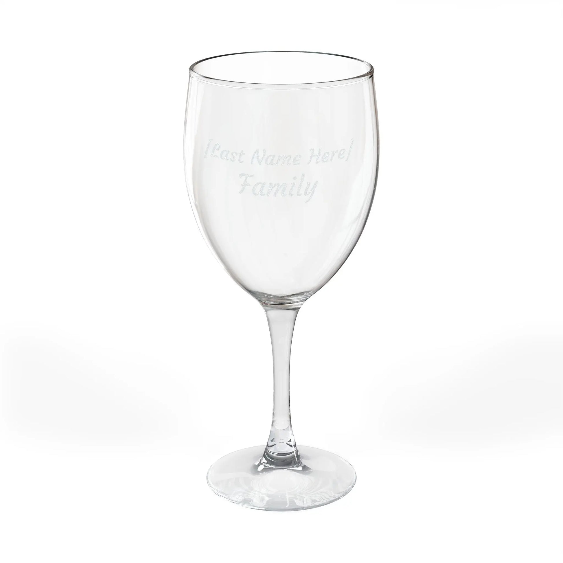 Engraved 10.5oz Wine Glass — Personalized Family Name Stemware Printify