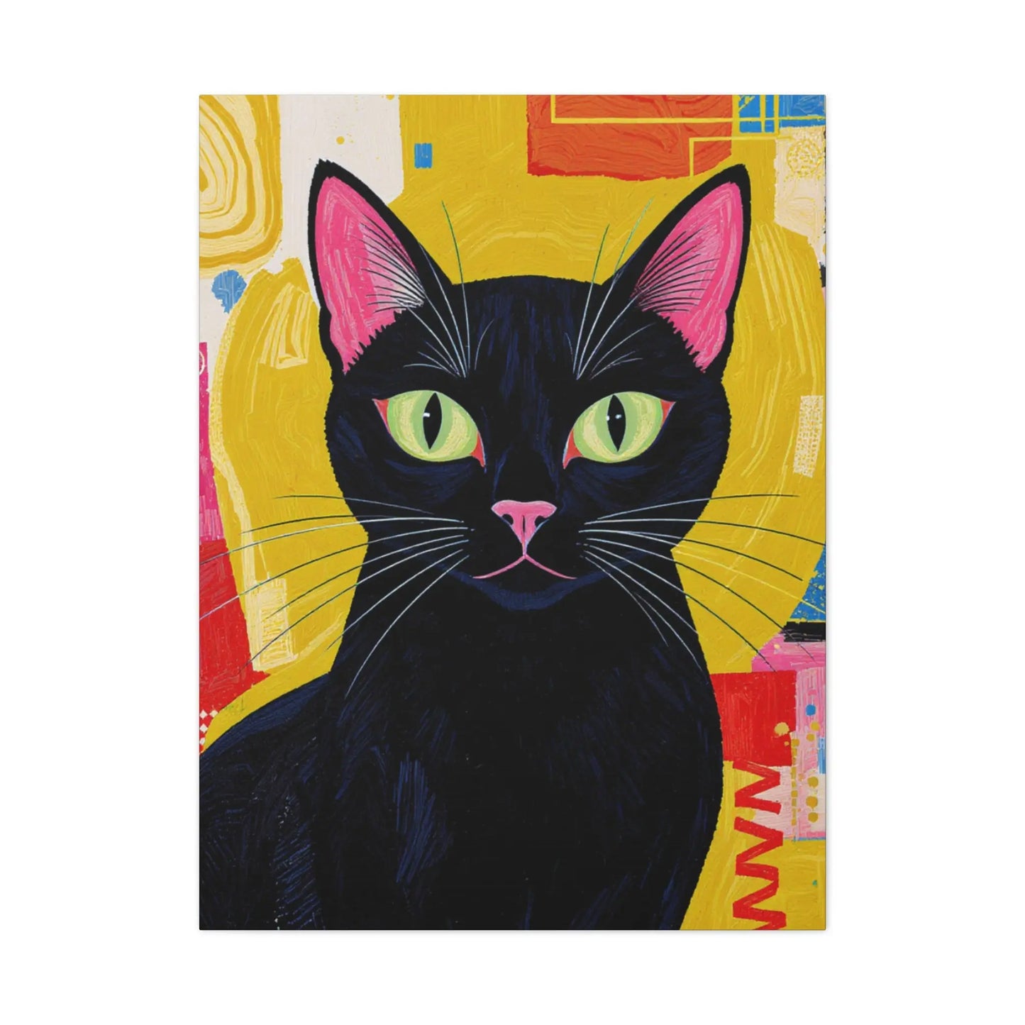 Black Cat Pop Art Matte Canvas Print — Stretched 1.25" Printify